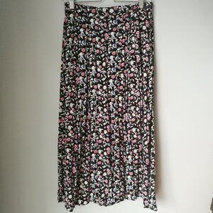 Vintage floral long full skirt 90s grunge half elastic waist made in Canada